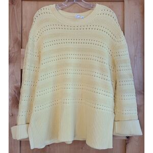 Gap 100% Cotton Butter Yellow MEDIUM Knit Oversized Dainty Cottagecore Sweater M